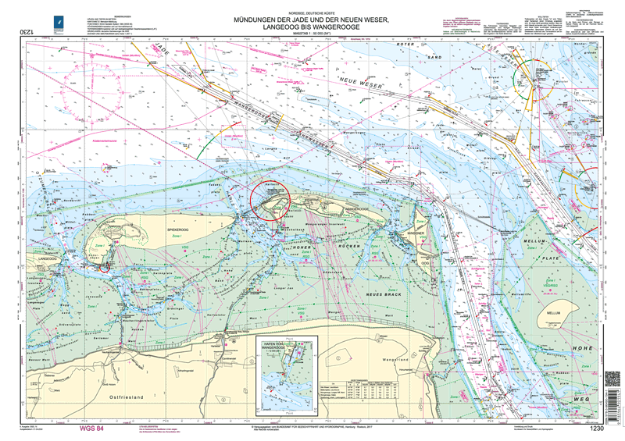 Duitse kaart 1230 - Mündungen der Jade und der Neuen Weser, Langeoog bis Wangerooge